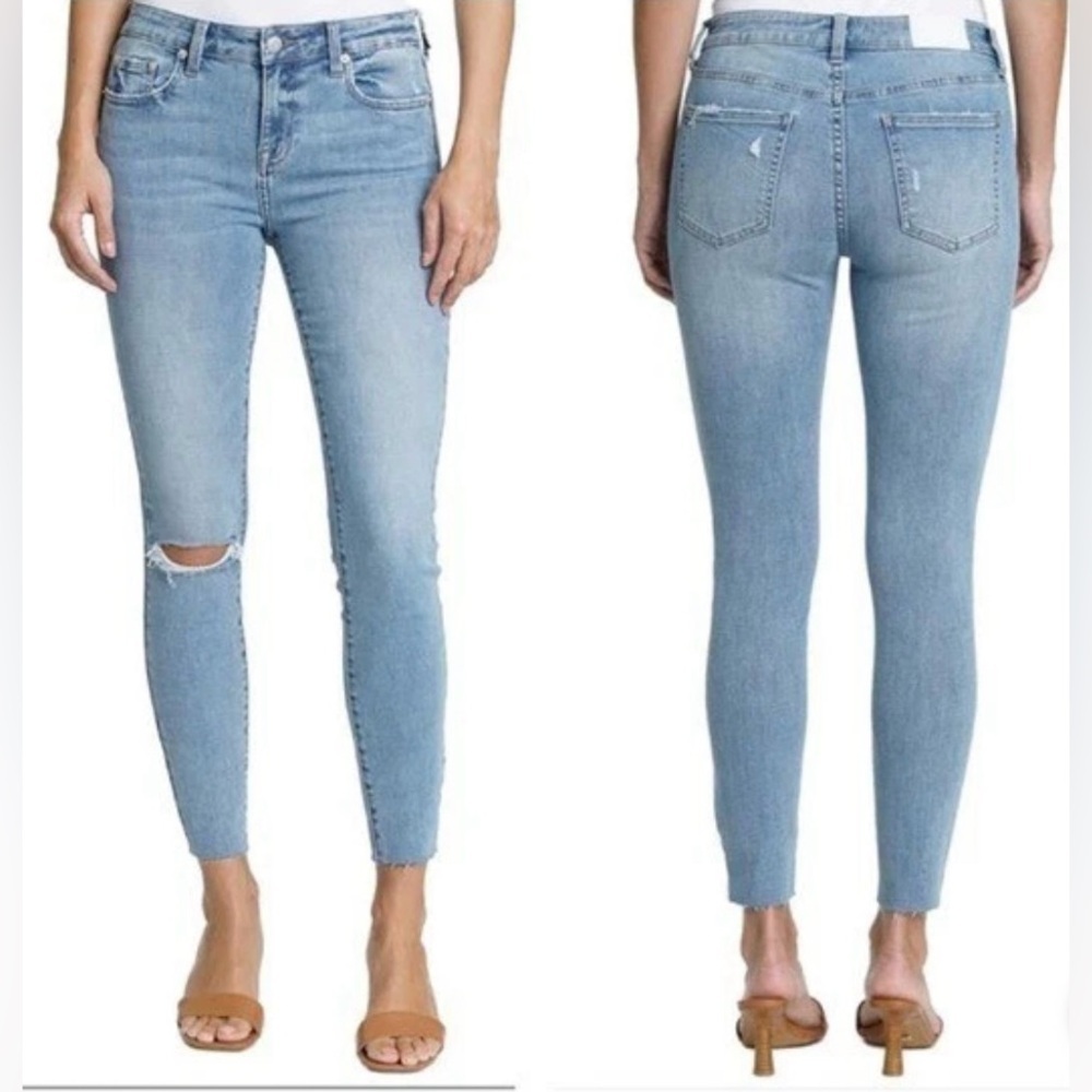 Pistola Audrey Mid-Rise Skinny Jeans Radiate Blue Distressed Size 26 NWT